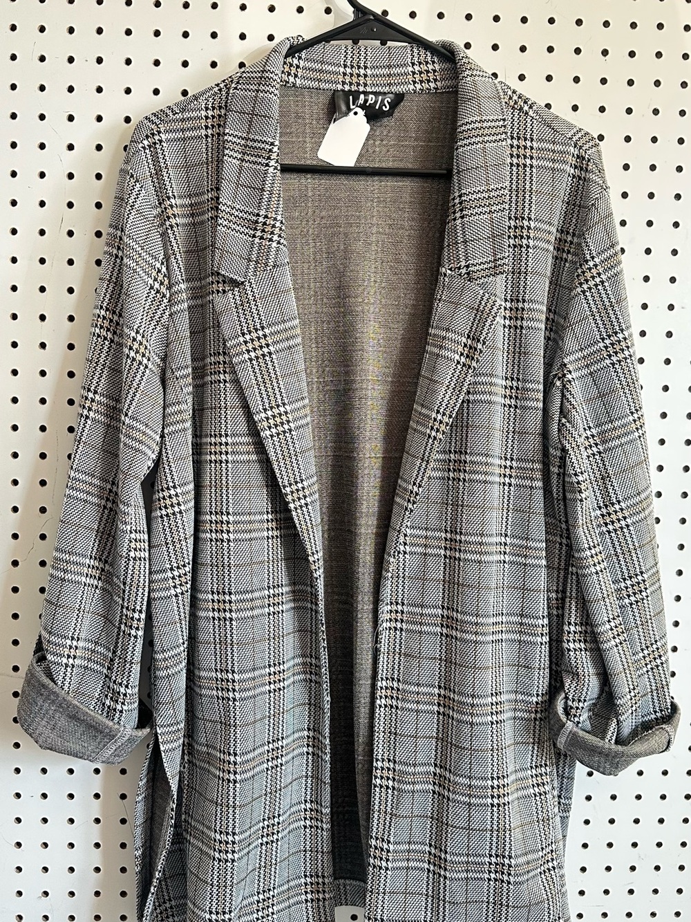 Lapis Gray Plaid Open-Front Blazer Jacket